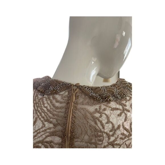 Rickie Freeman for Teri Jon Gold Embroidered Lace Overlay Gown - Picture 4 of 7